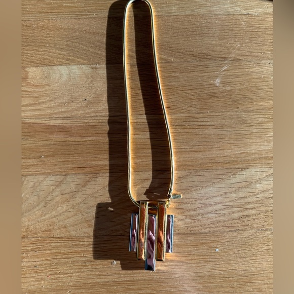 Vtg Avon Gold Tone Silver Tone Abstract Modernist Pendant Chain Necklace 20” - Picture 4 of 9